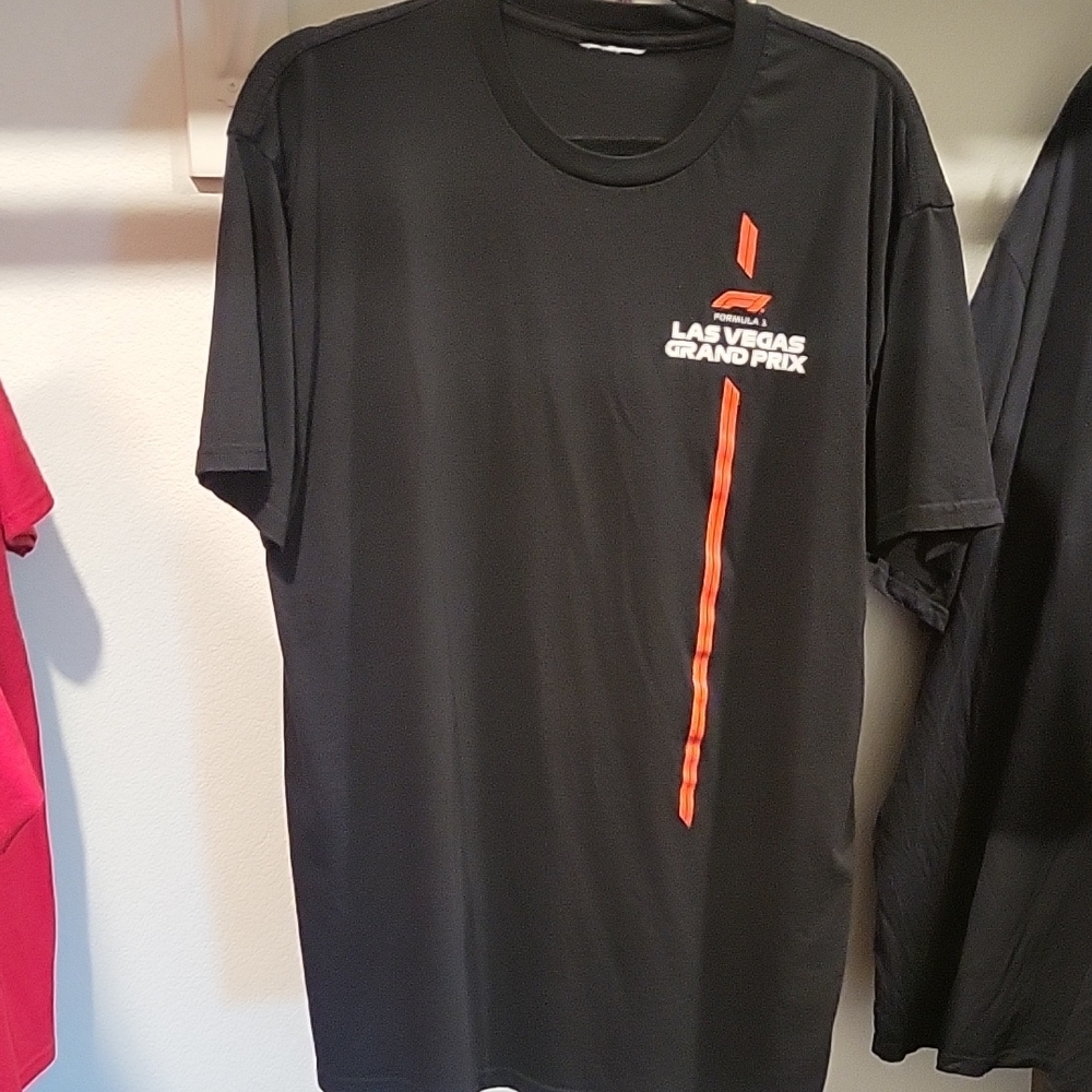 Las Vegas Grand Prix Men’s Black Tee with Orange Stripe